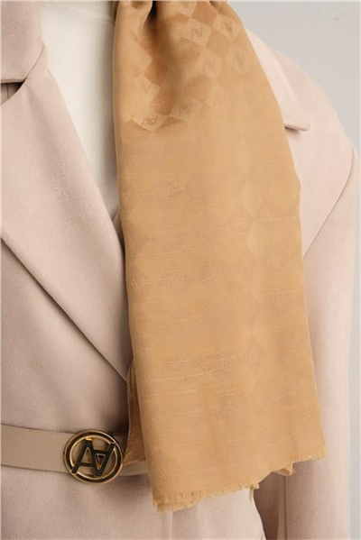 Armine Elegance İpek Pamuk Kare Monogram Şal 9915