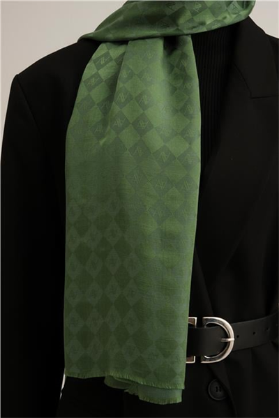 Armine Elegance İpek Pamuk Kare Monogram Şal 9917