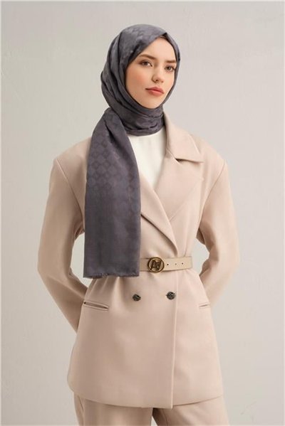 Armine Elegance İpek Pamuk Kare Monogram Şal 11173