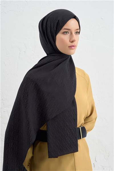 Armine Elegance İpek Pamuk Monogram Şal 01