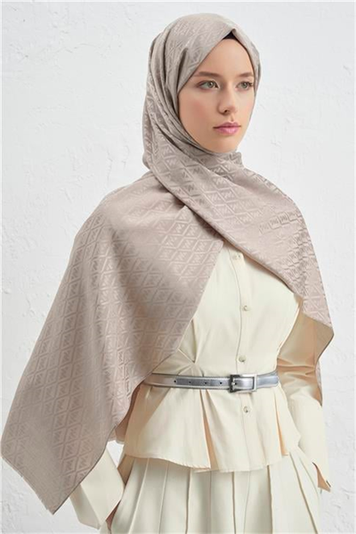 Armine Elegance İpek Pamuk Monogram Şal 08