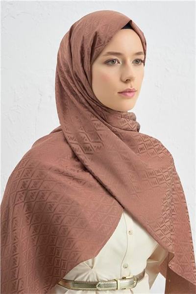 Armine Elegance İpek Pamuk Monogram Şal 11