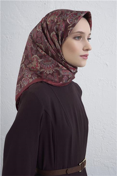Armine Etnik Desen Saf İpek Twill Eşarp 9416D 84