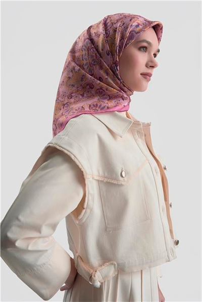 Armine Etnik Desen Saf İpek Twill Eşarp 9416D 59