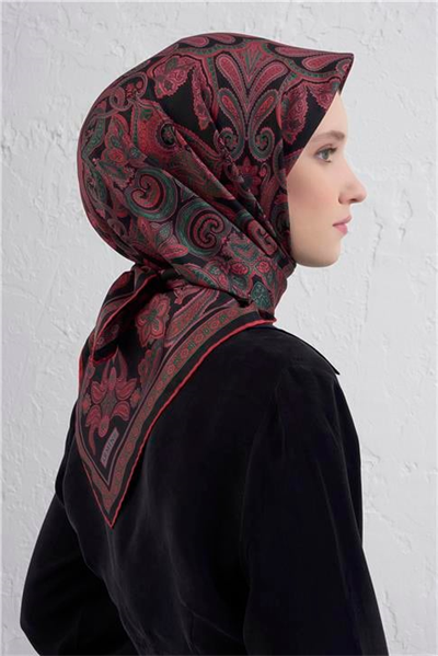 Armine Etnik Desen Saf İpek Twill Eşarp 9421D 87