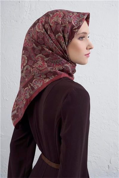 Armine Etnik Desen Saf İpek Twill Eşarp 9416D 84