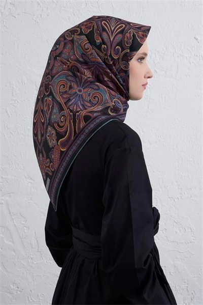Armine Etnik Desen Saf İpek Twill Eşarp 9421D 86