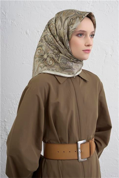 Armine Etnik Desen Saf İpek Twill Eşarp 9421D 36