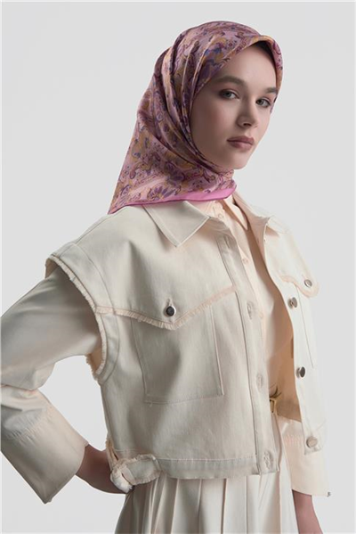 Armine Etnik Desen Saf İpek Twill Eşarp 9416D 59