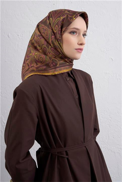 Armine Etnik Desen Saf İpek Twill Eşarp 9421D 81