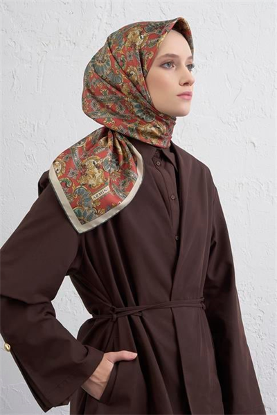 Armine Etnik Desen Saf İpek Twill Eşarp 9416D 31