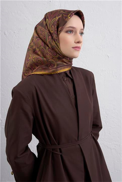 Armine Etnik Desen Saf İpek Twill Eşarp 9421D 81