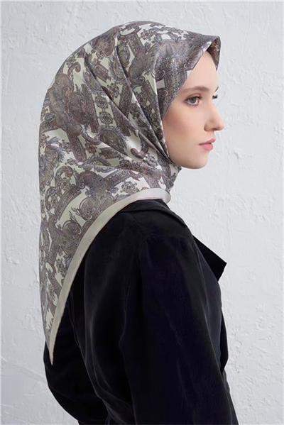 Armine Etnik Desen Saf İpek Twill Eşarp 9416D 83