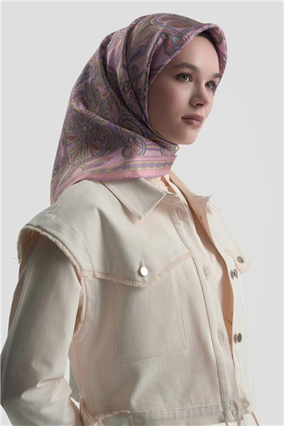 Armine Etnik Desen Saf İpek Twill Eşarp 9421D 07