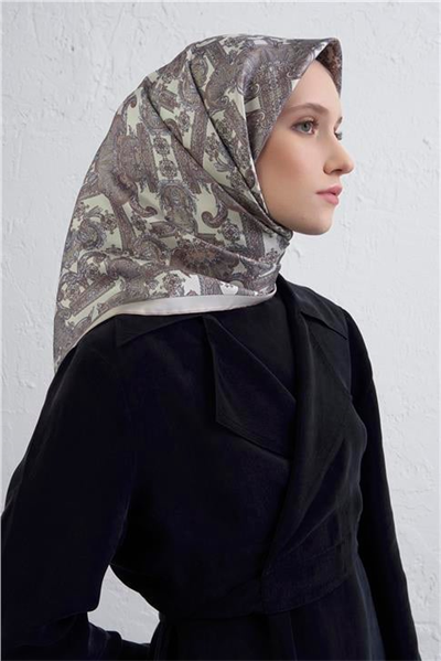 Armine Etnik Desen Saf İpek Twill Eşarp 9416D 83