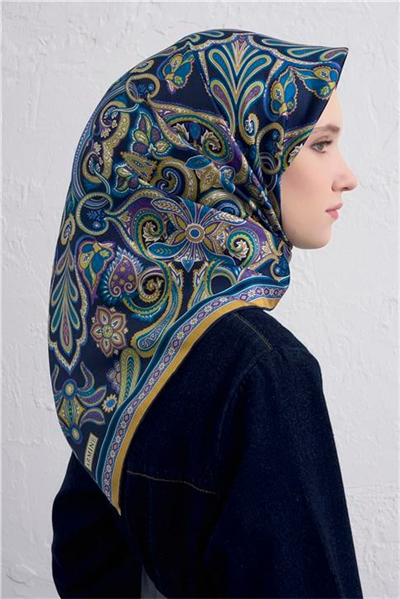 Armine Etnik Desen Saf İpek Twill Eşarp 9421D 08