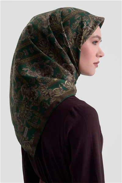Armine Etnik Desen Saf İpek Twill Eşarp 9416D 58