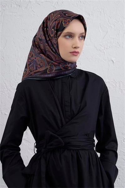 Armine Etnik Desen Saf İpek Twill Eşarp 9421D 86