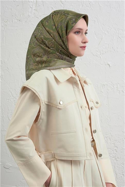 Armine Etnik Desen Saf İpek Twill Eşarp 9421D 52