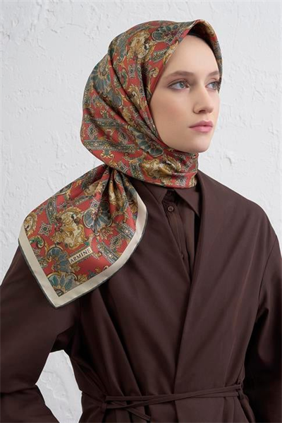 Armine Etnik Desen Saf İpek Twill Eşarp 9416D 31