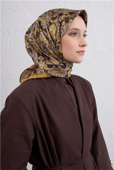 Armine Etnik Desen Saf İpek Twill Eşarp 9416D 32