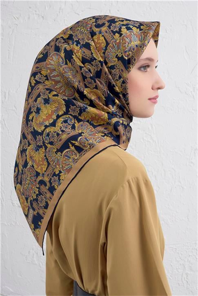 Armine Etnik Desen Saf İpek Twill Eşarp 9416D 03