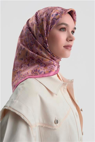 Armine Etnik Desen Saf İpek Twill Eşarp 9416D 59
