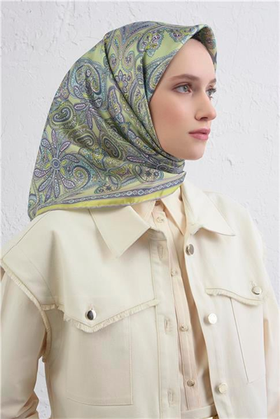 Armine Etnik Desen Saf İpek Twill Eşarp 9421D 83