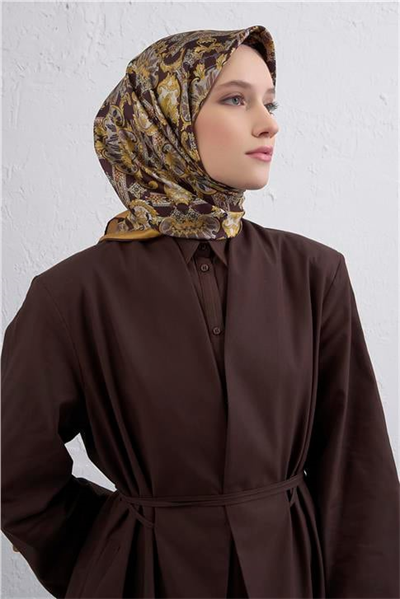 Armine Etnik Desen Saf İpek Twill Eşarp 9416D 32
