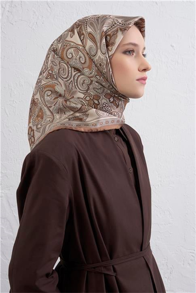 Armine Etnik Desen Saf İpek Twill Eşarp 9421D 04