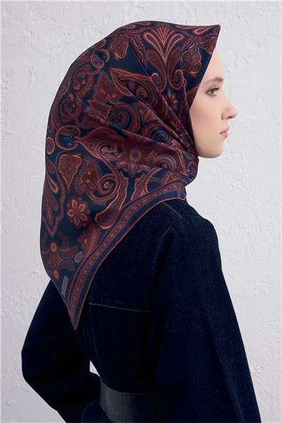 Armine Etnik Desen Saf İpek Twill Eşarp 9421D 88