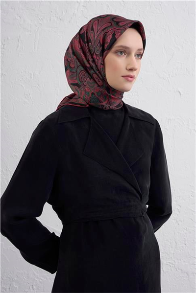 Armine Etnik Desen Saf İpek Twill Eşarp 9421D 87