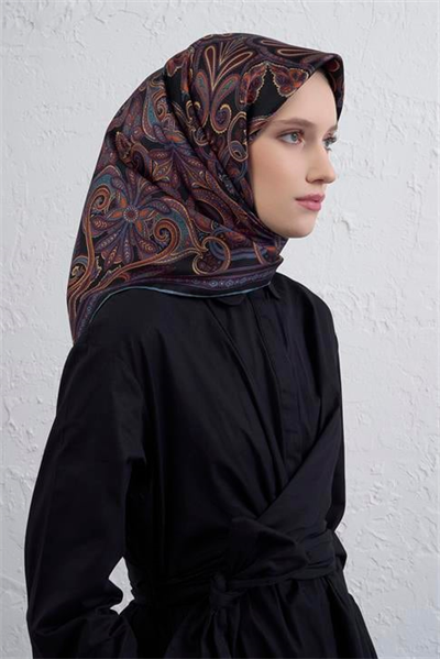 Armine Etnik Desen Saf İpek Twill Eşarp 9421D 86