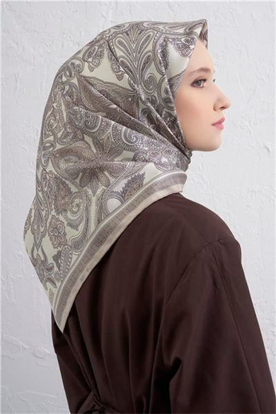 Armine Etnik Desen Saf İpek Twill Eşarp 9421D 84