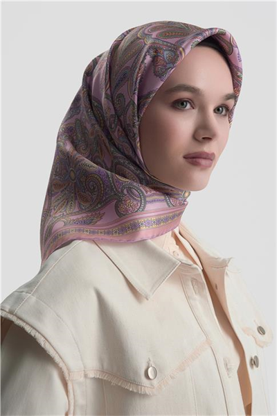 Armine Etnik Desen Saf İpek Twill Eşarp 9421D 07