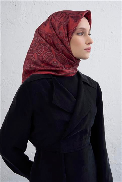 Armine Etnik Desen Saf İpek Twill Eşarp 9421D 85