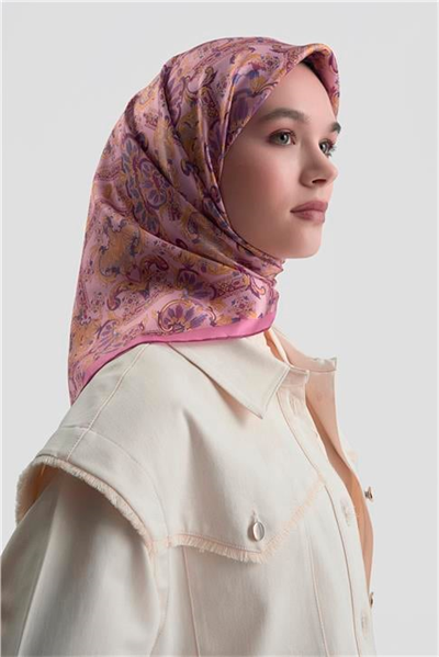 Armine Etnik Desen Saf İpek Twill Eşarp 9416D 59