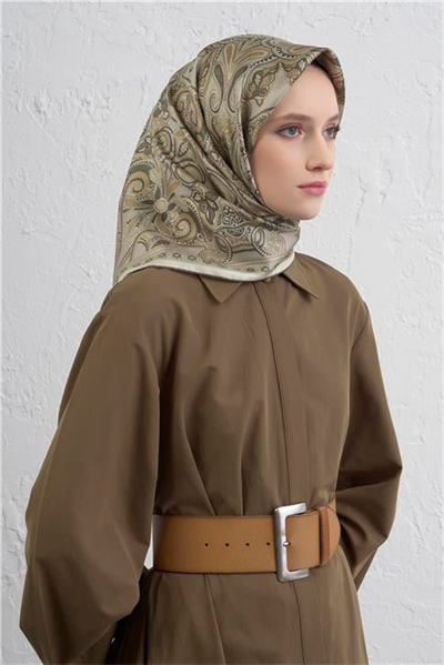 Armine Etnik Desen Saf İpek Twill Eşarp 9421D 36