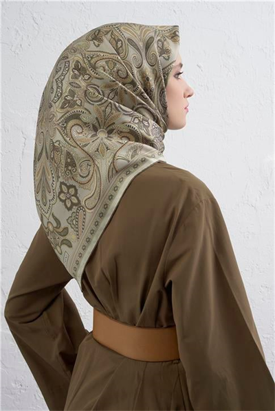 Armine Etnik Desen Saf İpek Twill Eşarp 9421D 36