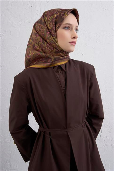 Armine Etnik Desen Saf İpek Twill Eşarp 9421D 81