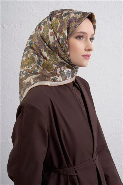 Armine Etnik Desen Saf İpek Twill Eşarp 9416D 05