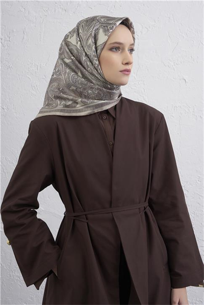 Armine Etnik Desen Saf İpek Twill Eşarp 9421D 84