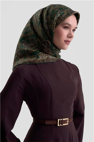 Armine Etnik Desen Saf İpek Twill Eşarp 9416D 58