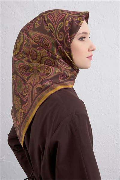 Armine Etnik Desen Saf İpek Twill Eşarp 9421D 81