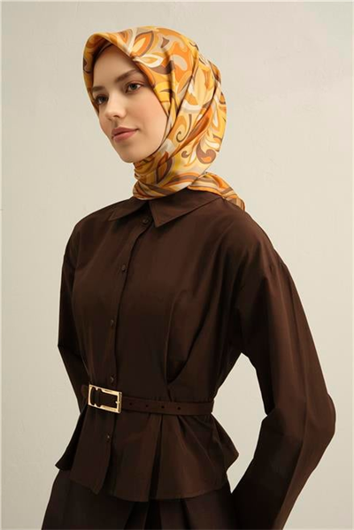 Armine Etnik Desenli Saf İpek Sura Eşarp 9323D 50