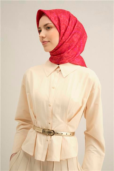 Armine Etnik Desenli Saf İpek Sura Eşarp 9304D 55