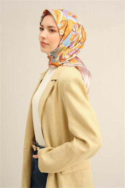 Armine Etnik Desenli Saf İpek Sura Eşarp 9323D 37