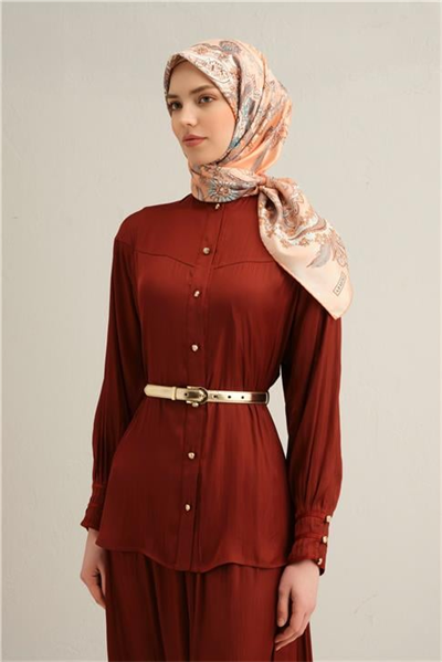 Armine Etnik Desenli Saf İpek Sura Eşarp 9338D 55
