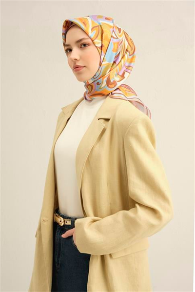 Armine Etnik Desenli Saf İpek Sura Eşarp 9323D 37
