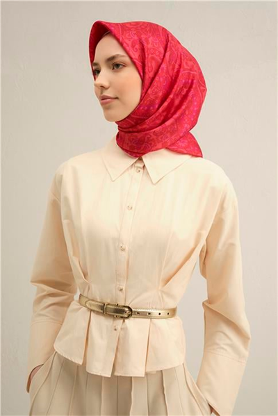Armine Etnik Desenli Saf İpek Sura Eşarp 9304D 55